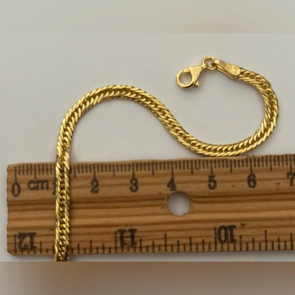 925 Silver 20” 4mm necklace chain 18k yellow gold plated Unisex